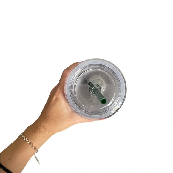 Starbucks Coffee 2012 Metallic Green Foil Acrylic 16oz Travel Mug Tumbler - Picture 6 of 7